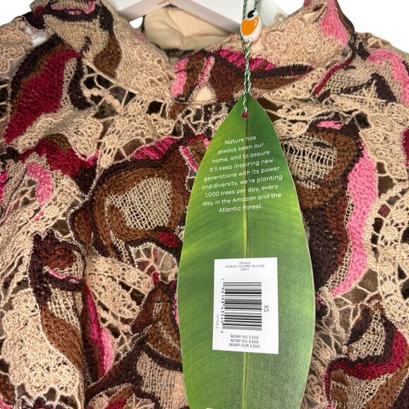 Farm Rio NWT Embroidered Horses Guipure-Lace Blouse - Picture 10 of 15